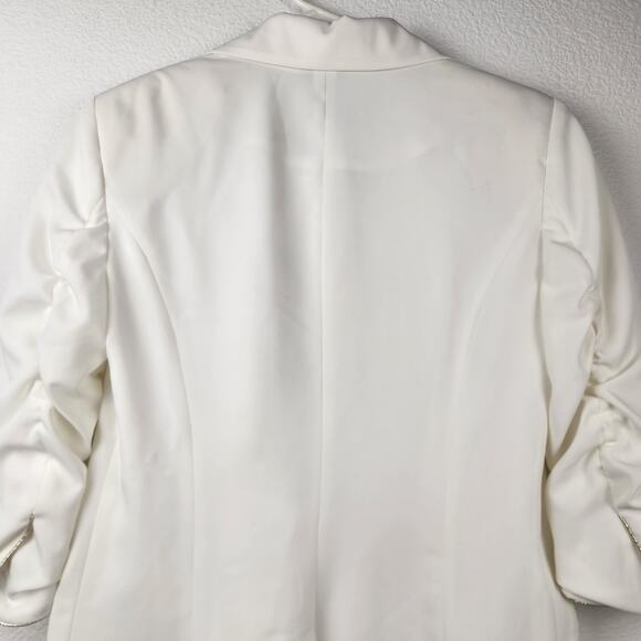 Marc Ellis Blazer White/Cream Size 42 Italian Size 6 Ruched Sleeves NWT - Picture 6 of 12